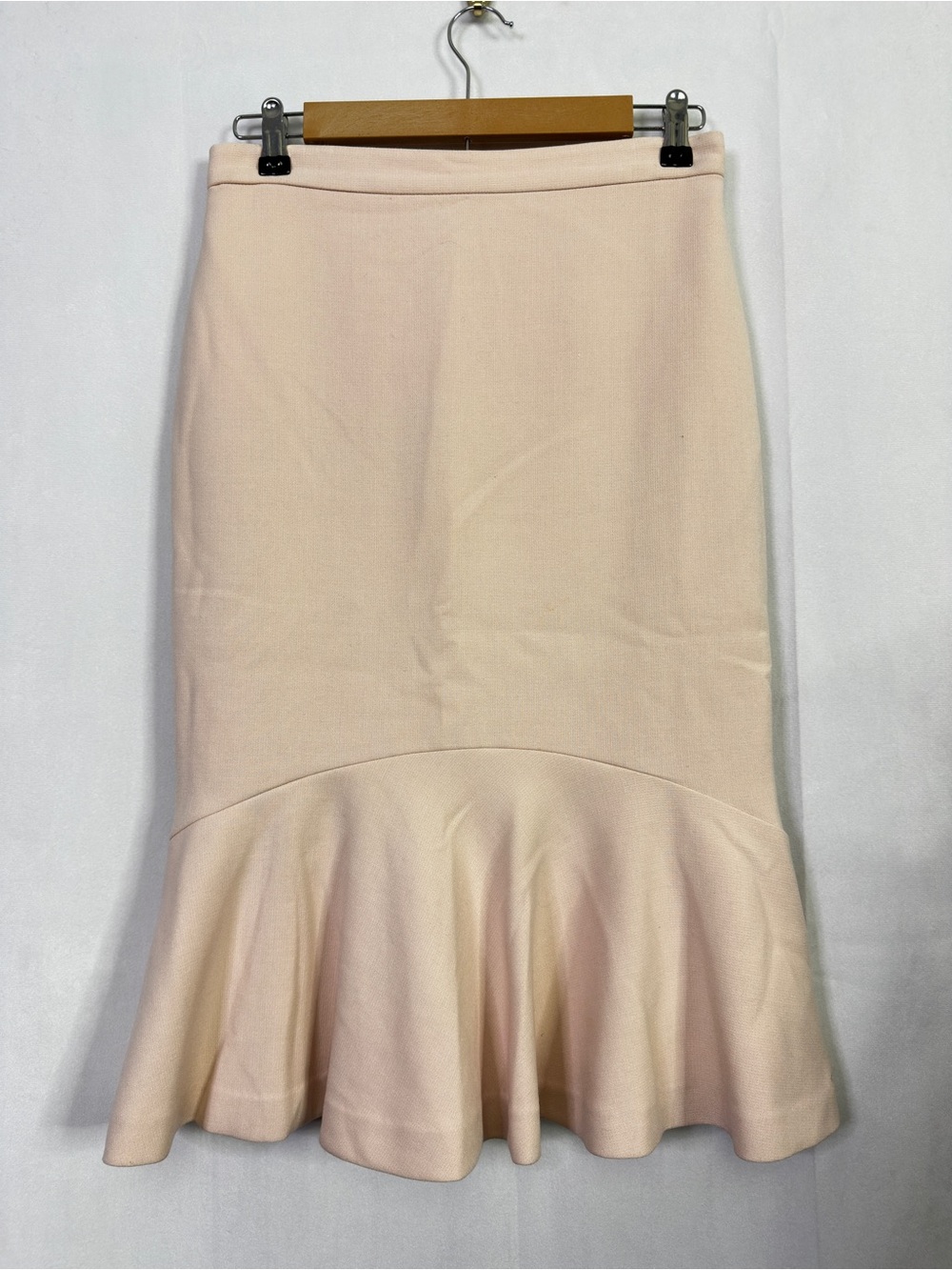 Ann Taylor Pencil Ruffle Midi Skirt Pink Mermaid High Waisted 2 Blush Pink Work
